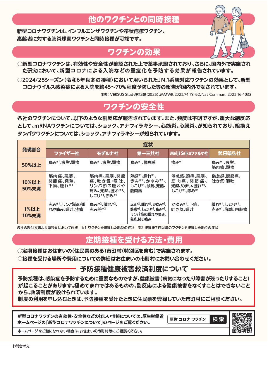 高齢者等コロナワクチンリーフレット（裏）
