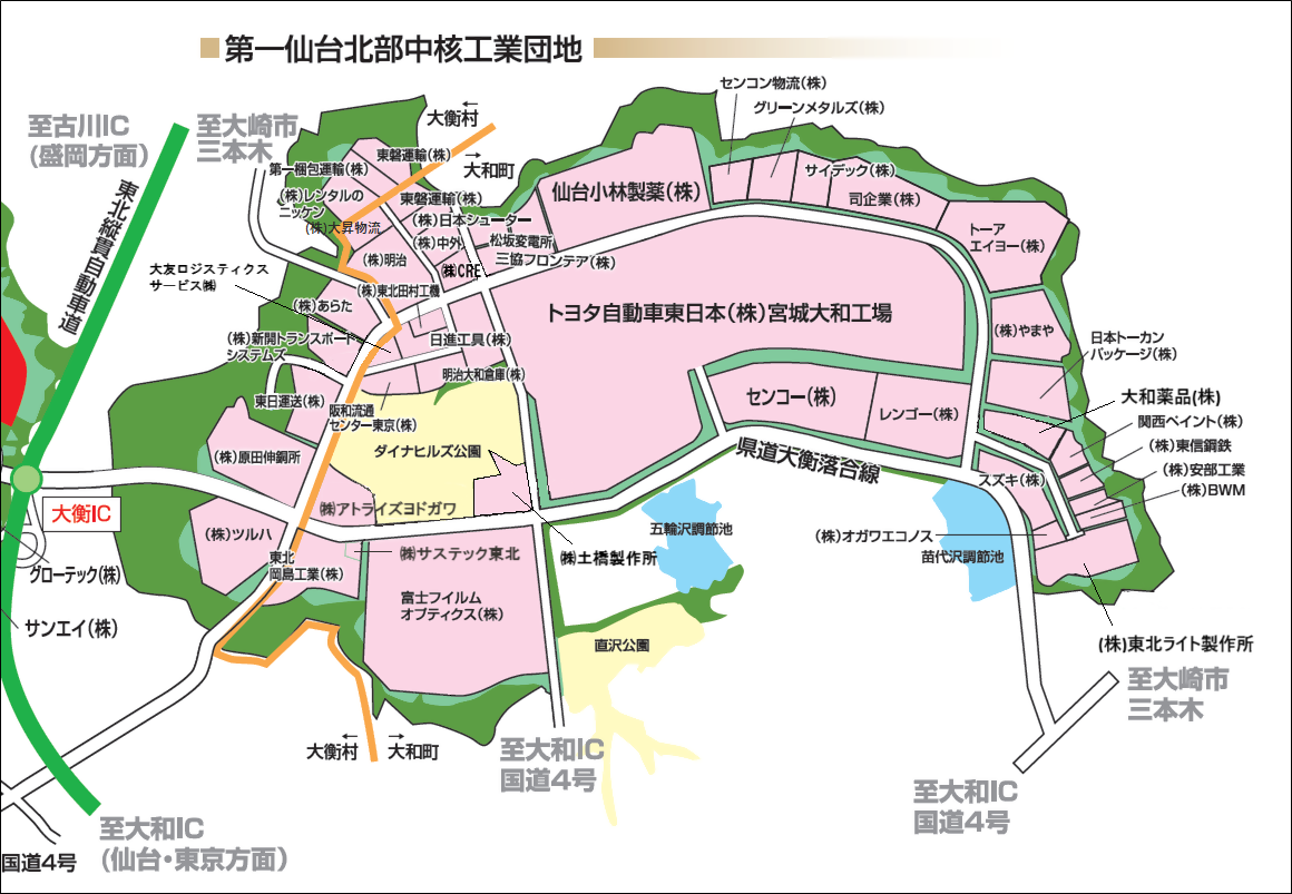 仙台北部中各工業団地図
