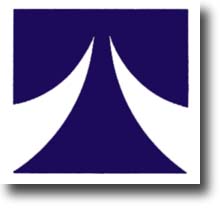 頭文字「T」の文字を紺色と白色で意匠化されて描かれた大和町の町章のロゴ
