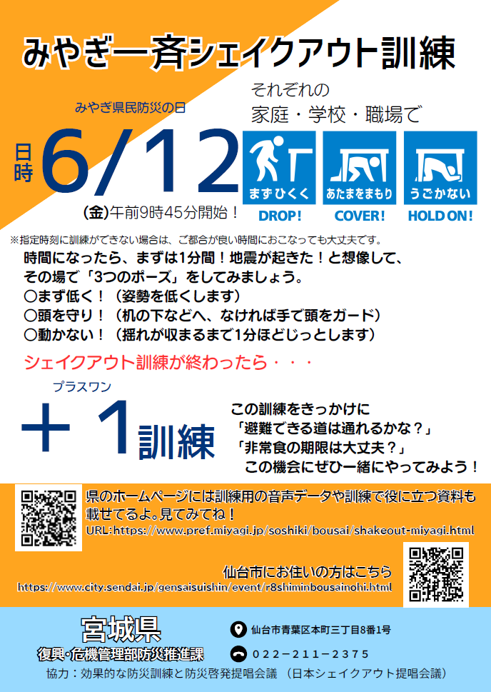 みやぎ一斉シェイクアウト訓練チラシ